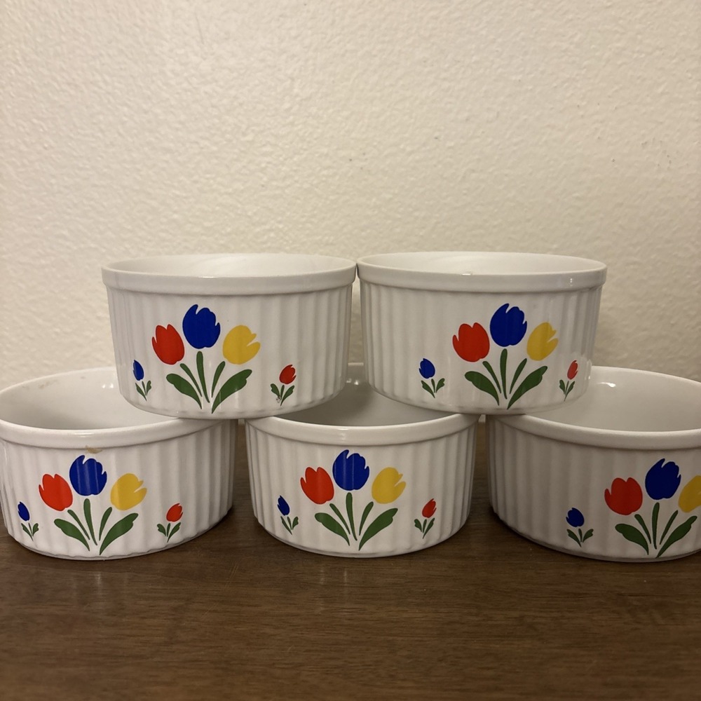 Tulip Tyme Stoneware Collection Ramekin Retro Japan Set Of 5